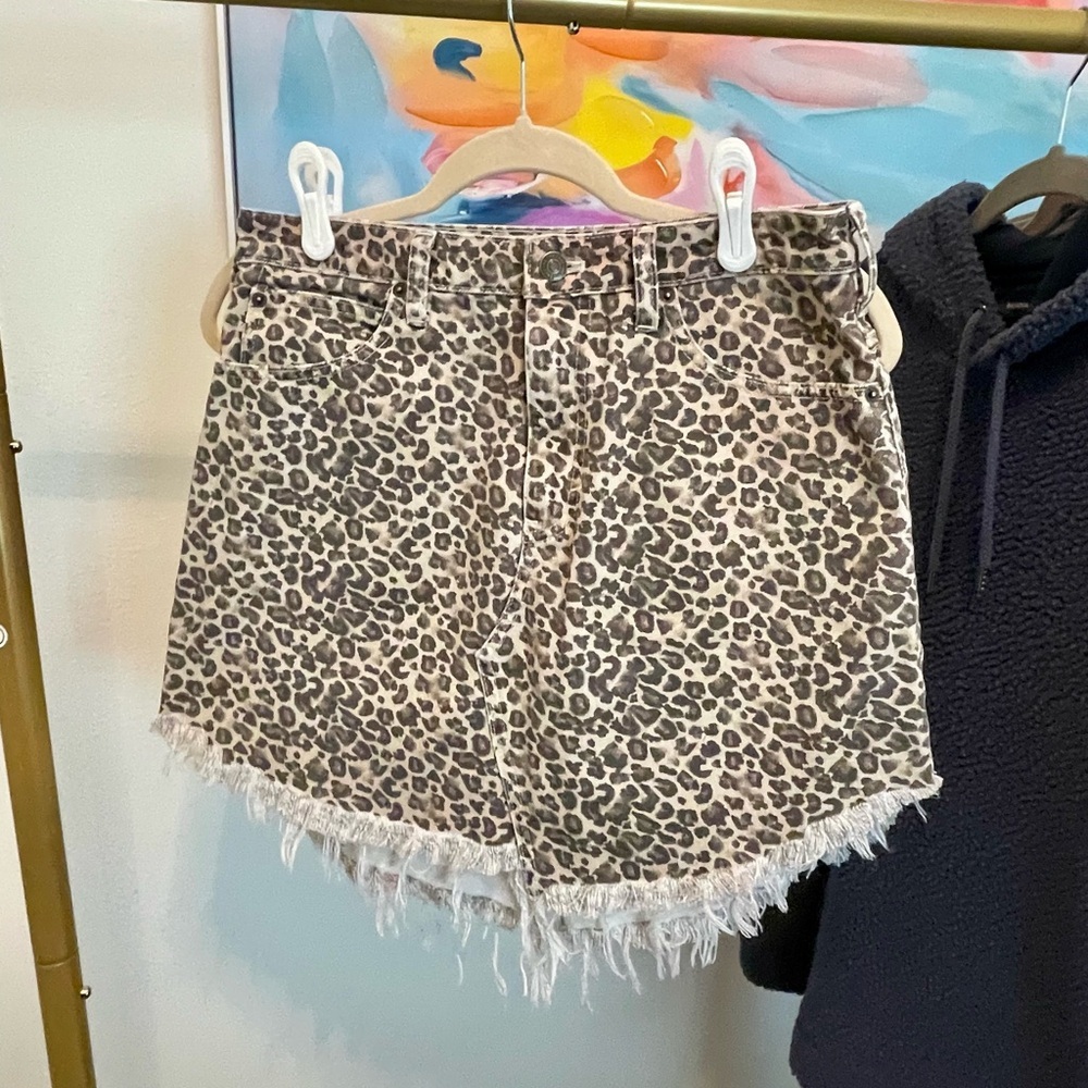 We The Free Leopard Print Jean Skirt concert festival‎ date grunge